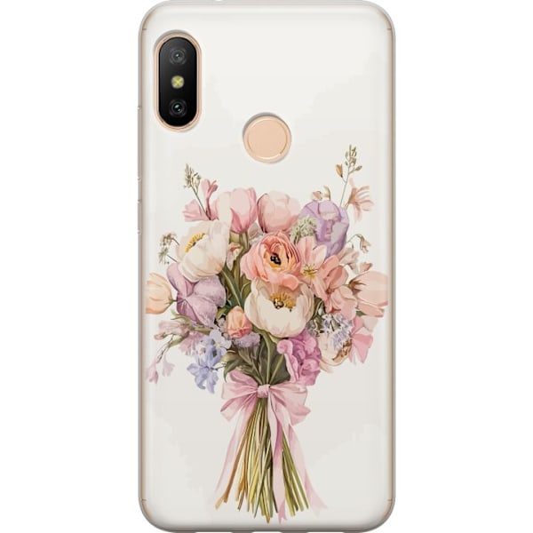 Xiaomi Redmi 6 Pro Gennemsigtig cover Mobilcover med farverig blomsterbuket i romantisk stil