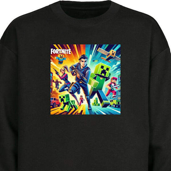 Sweatshirt for Voksen | Klassisk Collegegenser Fortnite vs Min svart XL