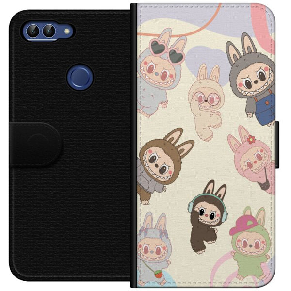 Huawei P smart Plånboksfodral Labubu Pop Mart Kollektion Motiv Figur Samling Design Populärt Art Toy Pop Mart Kreativ Grafiskt