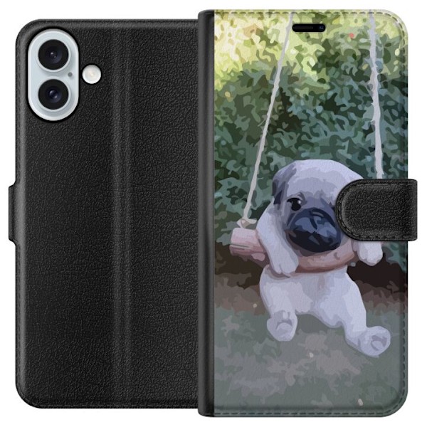 Apple iPhone 16 Plus Tegnebogsetui Pug På en Gynge