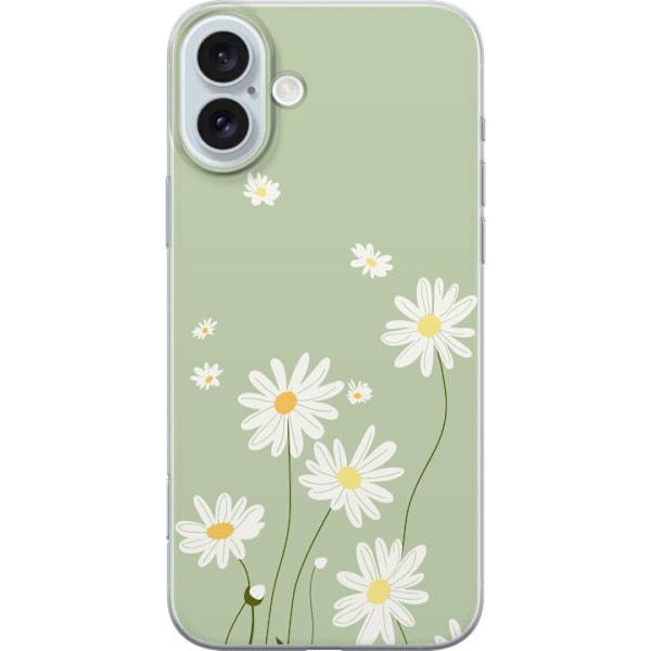 Apple iPhone 16 Plus Genomskinligt Skal Prästkragar – blommigt mönster i svensk sommarstil