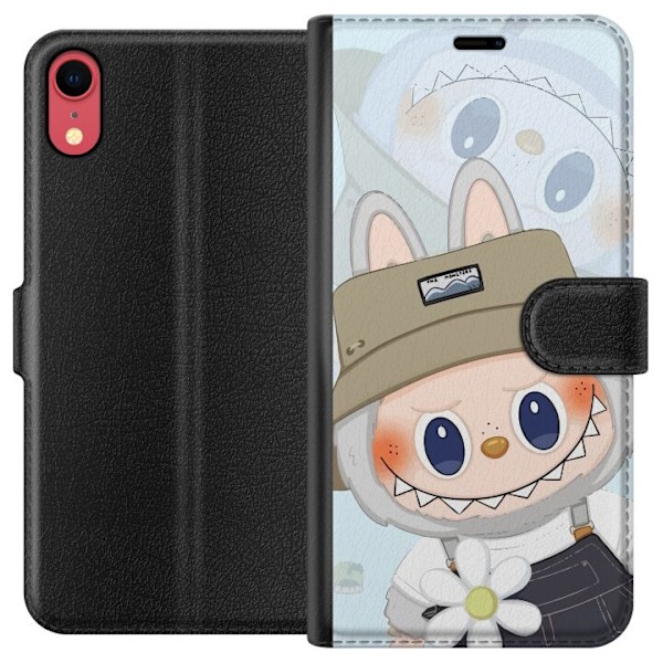 Apple iPhone XR Plånboksfodral Labubu med hatt – Pop Mart-figur Mr. Butcher i retro stil med karaktär