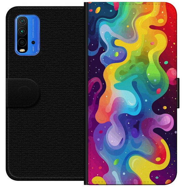 Xiaomi Redmi Note 9 4G Lompakkokotelo Väriläiskä Abstrakti Taide Suunnittelu Värikäs Kuvio Moderni Suosittu Seinätaito Graafinen Trendi