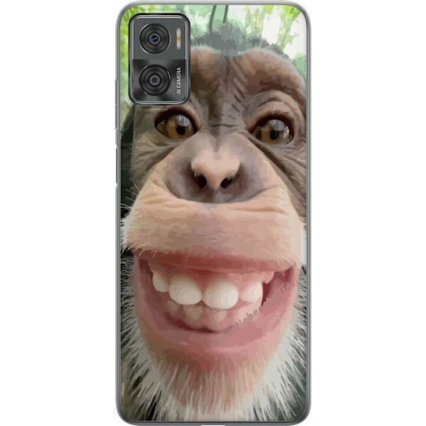 Motorola Moto E22i Läpinäkyvä kuori Simpanssi Selfie Rauhallinen Graafinen Suunnittelu Apinan Aihe Suosittu Urban Art Tyyli