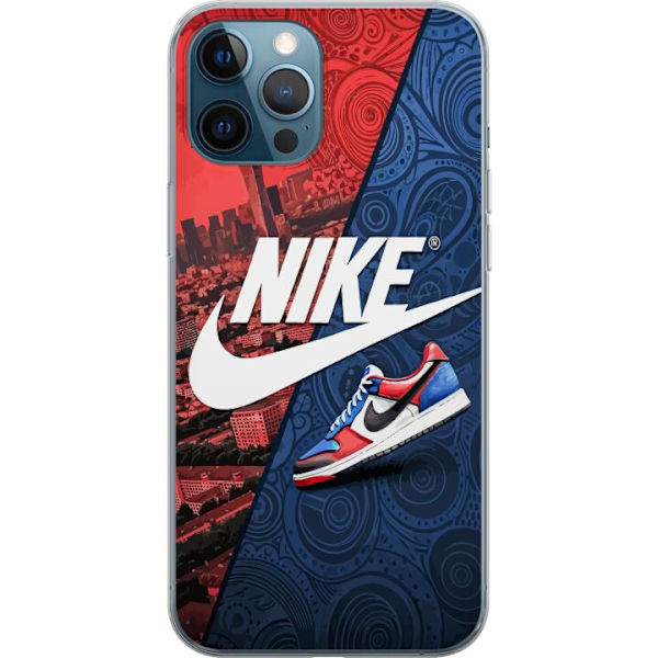 Apple iPhone 12 Pro Genomskinligt Skal Nike Logotyp Röd Blå Sneaker Stil Sport Fashion Populärt Swoosh Motiv Träningskläder Grafisk Ikon