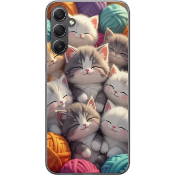 Kompatibelt Mobilskal till Samsung Galaxy A25 Sovande kattungar beige