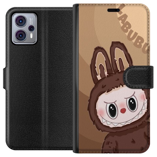 Motorola Moto G23 Lommeboketui Labubu Sky Kosebamse - Hvit og