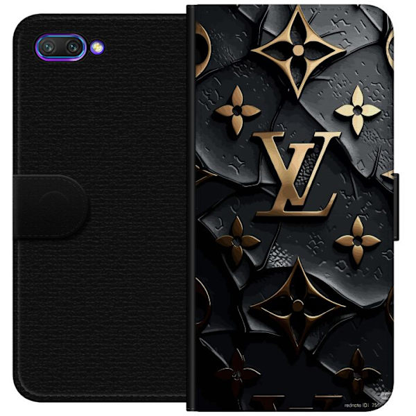 Honor 10 Tegnebogsetui Louis Vuitton Mørk Tilstand Design Sort Luksus Stil Mode Populær Grafisk Mønster Modeikon Luksusmærke