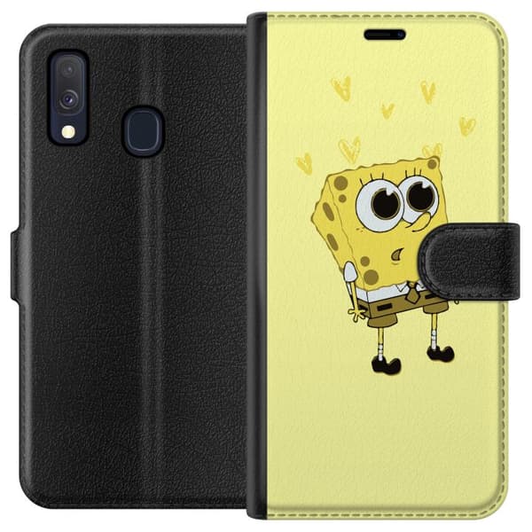 Kompatibelt Plånboksfodral till Samsung Galaxy A40 SpongeBob SquarePants