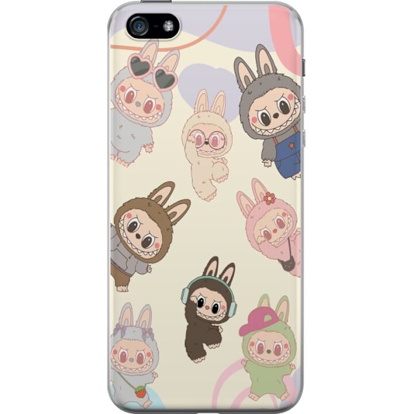 Apple iPhone 5 Genomskinligt Skal Labubu Pop Mart Kollektion Motiv Figur Samling Design Populärt Art Toy Pop Mart Kreativ Grafiskt