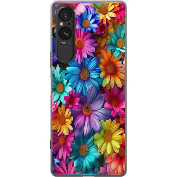 Sony Xperia 5 V Genomskinligt Skal Gerbera Blommor Färgglad Dekor Blommotiv Populärt Heminredning Färg Rik Väggkonst Design