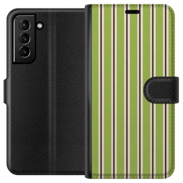 Kompatibel Tegnebogsetui til Samsung Galaxy S21+ 5G Matcha Stripe grøn