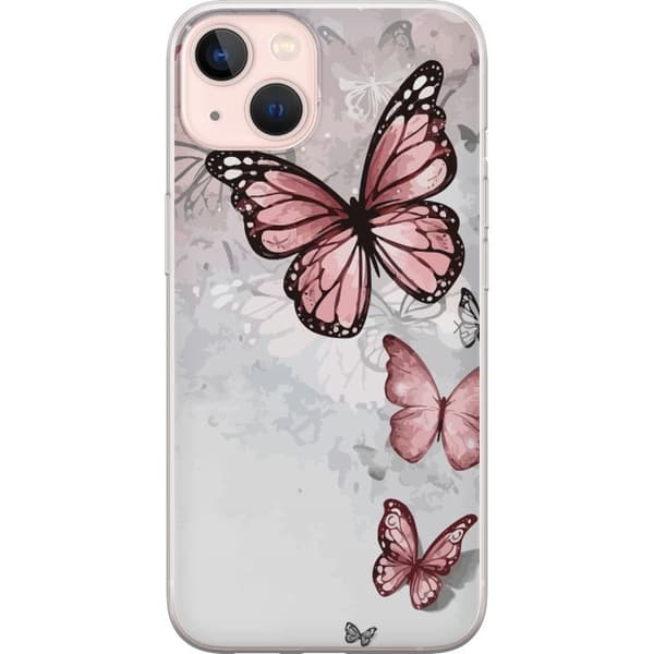 Kompatibel Mobilcover til Apple iPhone 13 Rosa sommerfugle