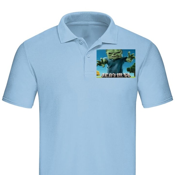 Poloshirt til Voksen | Elegant Poloshirt A Minecraft Movie Lyseblå Medium