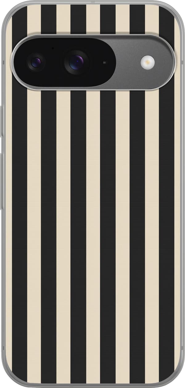 Kompatibelt Mobildeksel til Google Pixel 9 Pro Svartbeige striper svart
