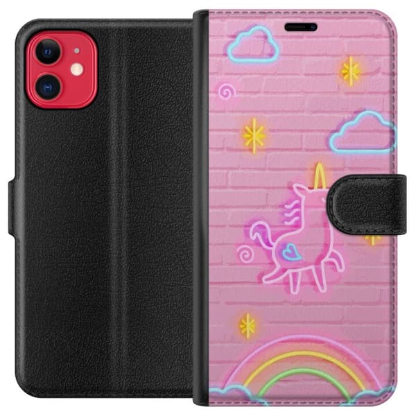 Kompatibel Tegnebogsetui til Apple iPhone 11 Unicorn Neon