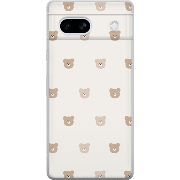Google Pixel 7a Genomskinligt Skal Teddy Background – gulliga nallar mot mjuk bakgrund