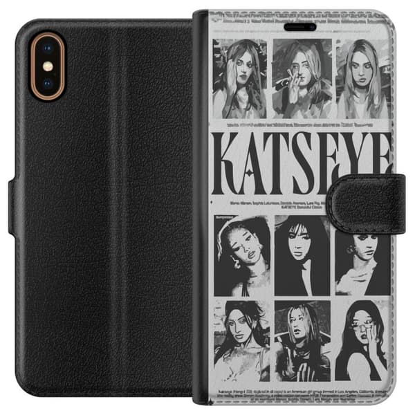 Kompatibelt Lommeboketui til Apple iPhone X KATSEYE svartvit poster grå