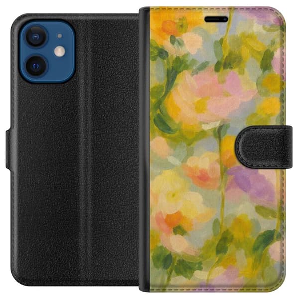 Kompatibel Tegnebogsetui til Apple iPhone 12 Bløde sommerblomster i drømmende pastelharmoni