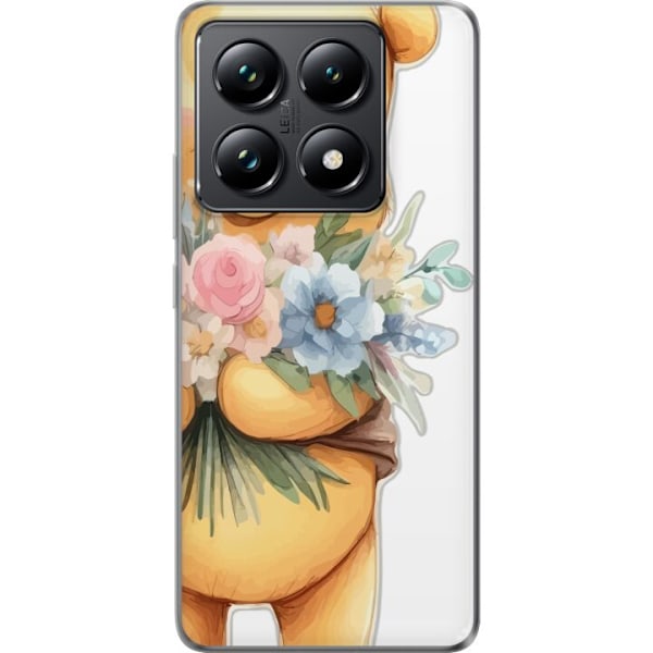 Xiaomi 14T Pro Gennemsigtig cover Nalle Puh med blomster - kla