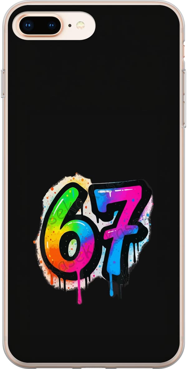 Kompatibel Mobilcover til Apple iPhone 8 Plus Farverige graffitital 67 med neonfarver, farvestænk og dryppende effekt mod sort baggrund sort