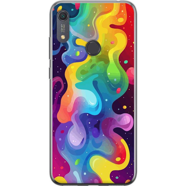 Huawei Y6s (2019) Läpinäkyvä kuori Väriläiskä Abstrakti Taide Suunnittelu Värikäs Kuvio Moderni Suosittu Seinätaito Graafinen Trendi
