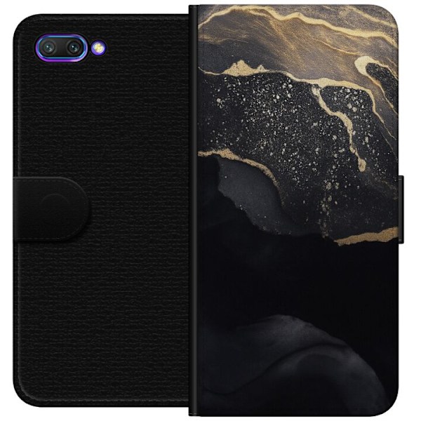 Honor 10 Tegnebogsetui Sort guld abstrakt