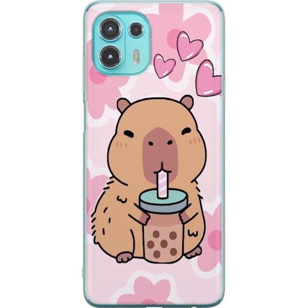 Motorola Edge 20 Lite Gennemsigtig cover Kawaii Capybara Hjert