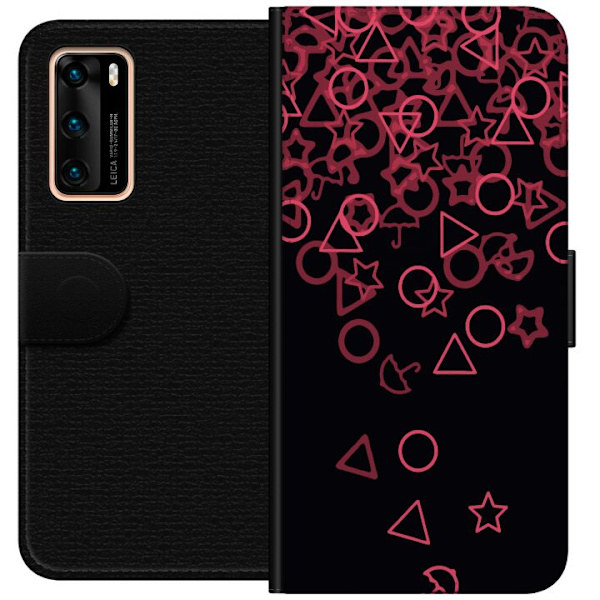 Huawei P40 Plånboksfodral Squid Game Ikoner Serie Design Populärt TV Spel Ikoner Grafiskt Motiv Asiatisk Trend Dramaserie