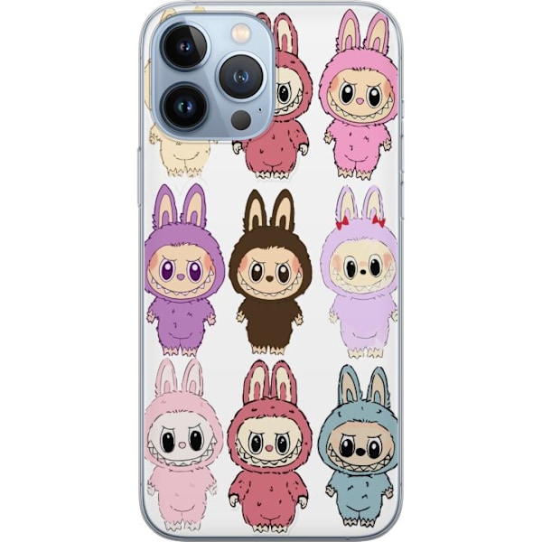 Apple iPhone 13 Pro Max Gennemsigtig cover Labubu Pink Monster - Popkunst med Kawaii-touch
