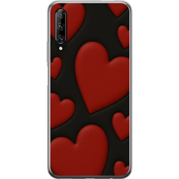 Huawei P smart Pro 2019 Gennemsigtig cover Rød Fløjlshjerter