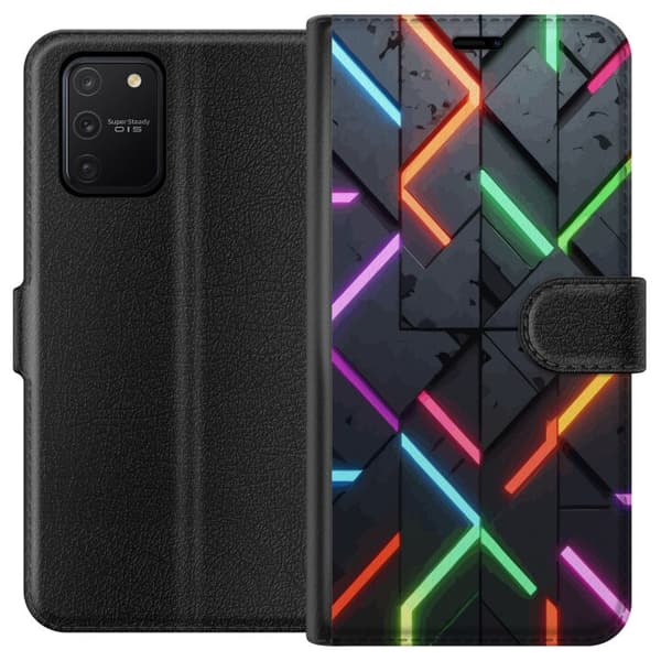Kompatibel Tegnebogsetui til Samsung Galaxy S10 Lite Geometrisk neonmønster med farvede lyslinjer