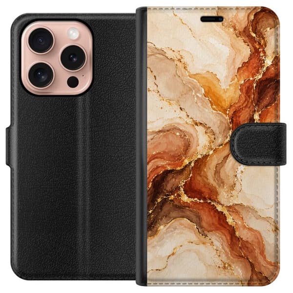 Kompatibelt Plånboksfodral till Apple iPhone 16 Pro Höstagat beige