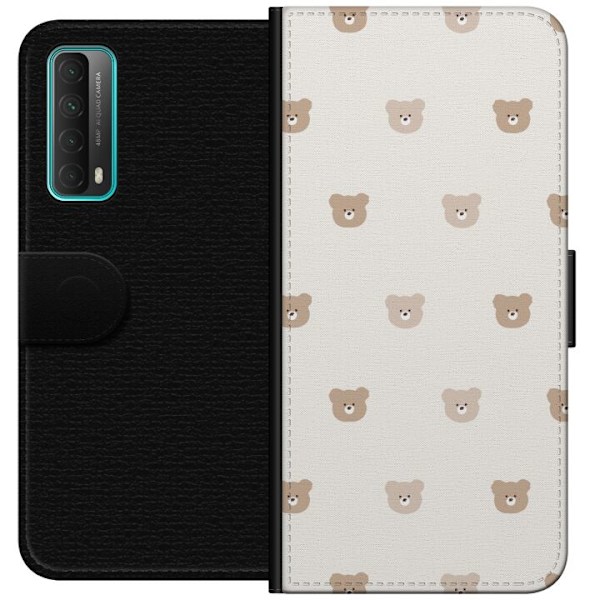 Huawei P smart 2021 Tegnebogsetui Teddybaggrund - søde teddyb