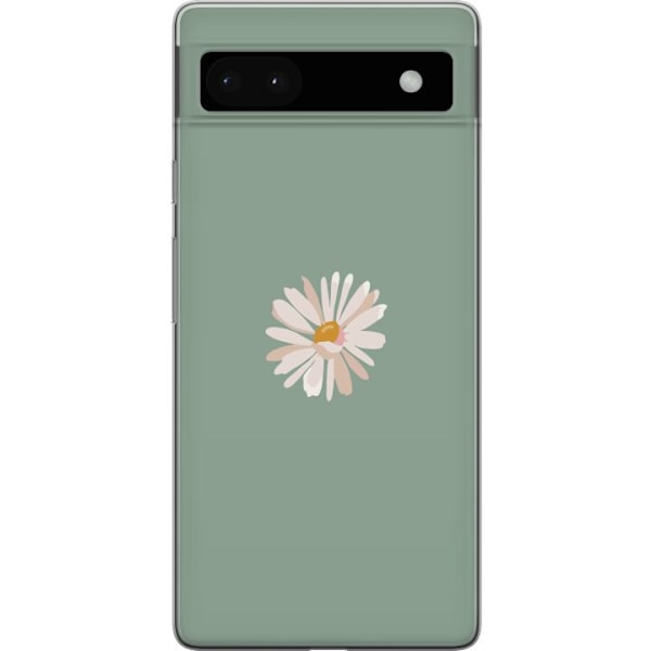 Google Pixel 6a Läpinäkyvä kuori Vihreä Minimalikukka - tyylikäs kukka vihreällä taustalla