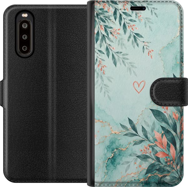 Kompatibelt Lommeboketui til Sony Xperia 10 II Korallblad turkis