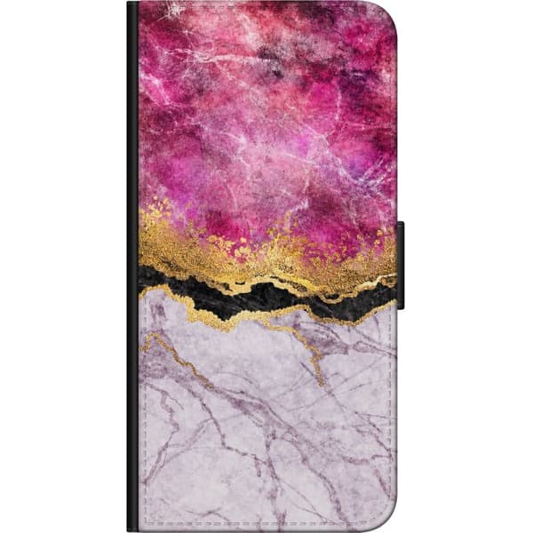Kompatibelt Lommeboketui til OnePlus 7T Pro Rosa marmorgrafikk rosa