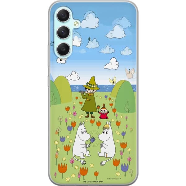 Kompatibelt Mobildeksel til Samsung Galaxy A34 Mumin i blomsteräng grønn