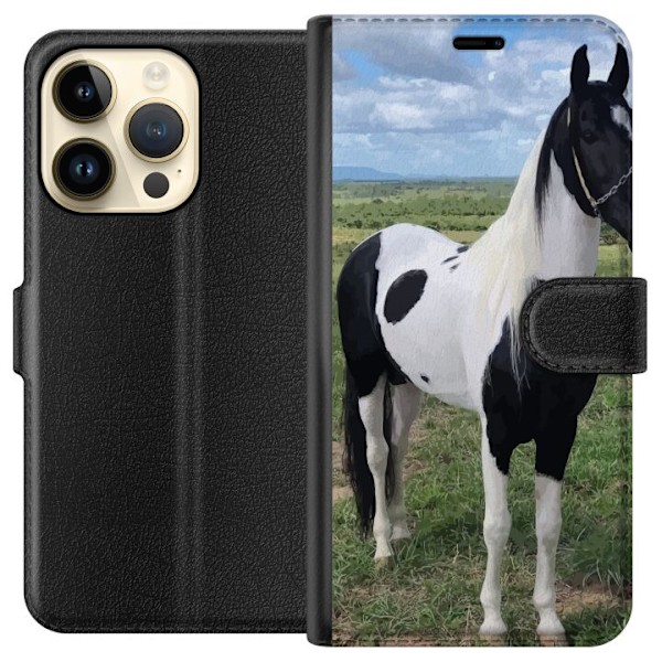 Apple iPhone 14 Pro Tegnebogsetui Hestemagi - stiliseret hest i en rolig farveskala