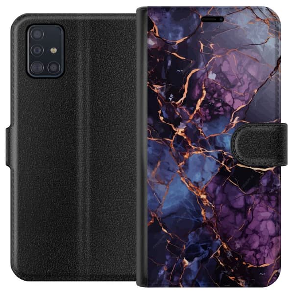 Kompatibelt Plånboksfodral till Samsung Galaxy A51 Marmor Blå Lila