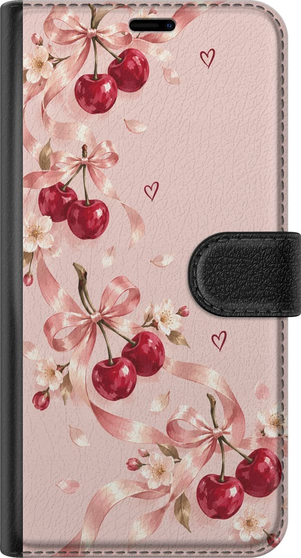 Kompatibel Tegnebogsetui til Apple iPhone 18 Pro Rosenkirsebær pink