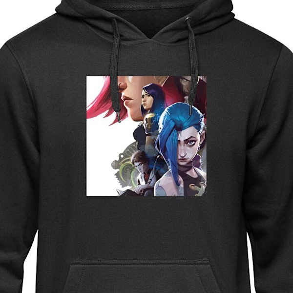 Hoodie för Vuxen | Bekväm Huvtröja Arcane, League of Legend svart M