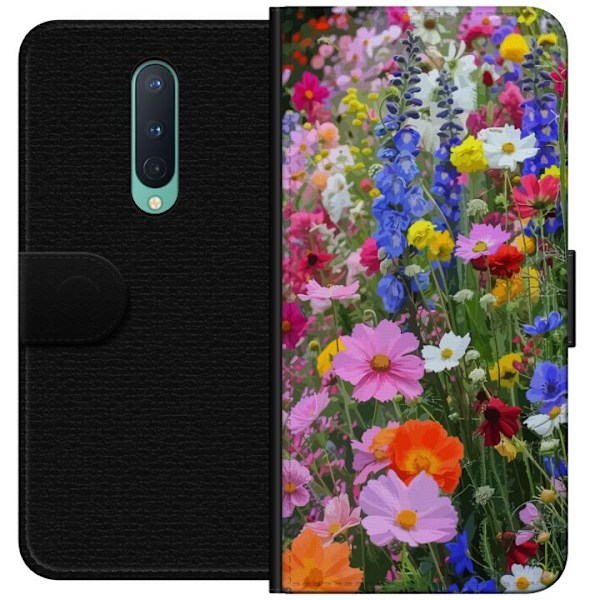 OnePlus 8 Lompakkokotelo Kukkakuvioinen mobiilikuori kesäisellä niityllä ja luontomaisemalla
