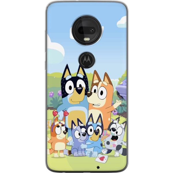 Motorola Moto G7 Genomskinligt Skal Bluey mobilskal med hela familjen i färgglad design