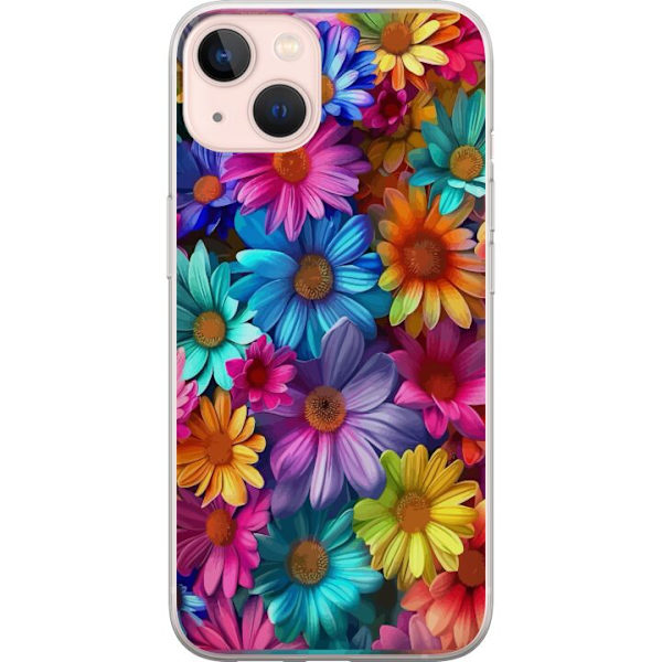 Apple iPhone 13 Läpinäkyvä kuori Gerbera Kukat Värikäs Koriste Kukka Motiivi Suosittu Kotisisustus Väririkas Seinätaide Suunnittelu