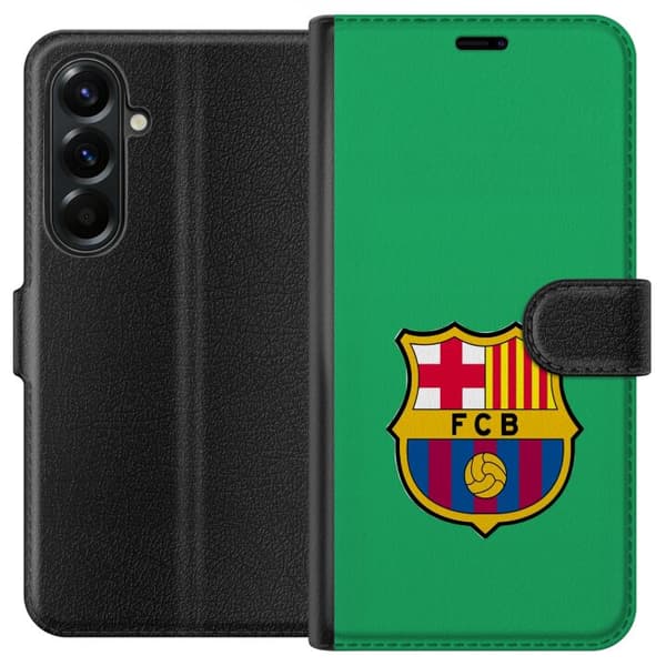 Kompatibel Tegnebogsetui til Samsung Galaxy A27 Blårött fotbollsemblem på grönt grøn