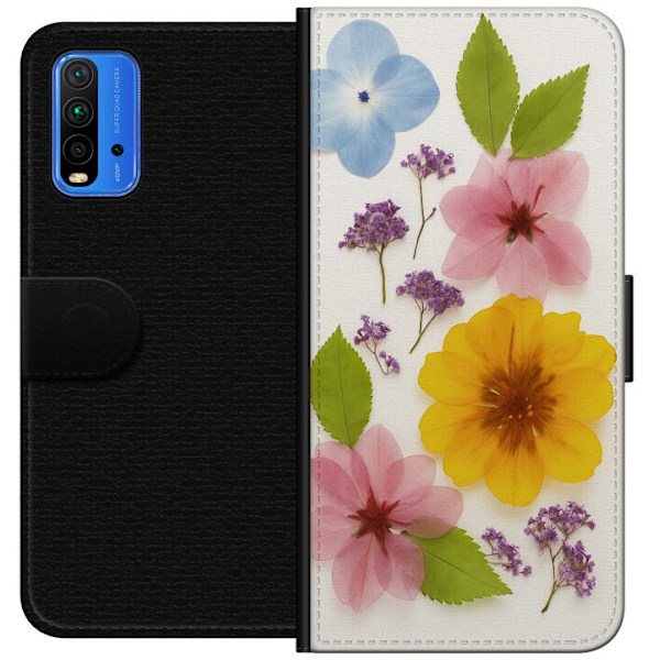 Xiaomi Redmi Note 9 4G Lompakkokotelo Painetut kukat