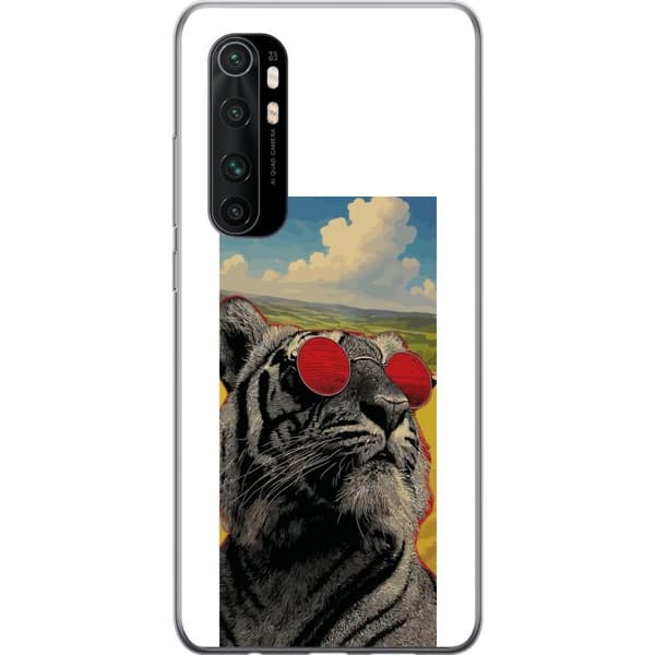 Kompatibelt Mobildeksel til Xiaomi Mi Note 10 Lite Cool tiger med røde solbriller i popkunststil grå
