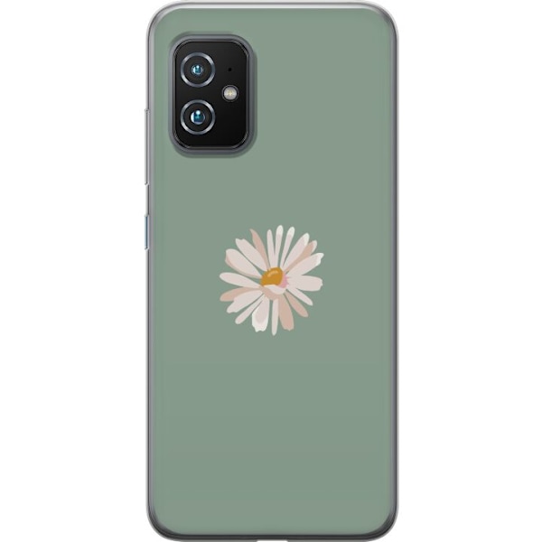 Asus Zenfone 8 Läpinäkyvä kuori Vihreä Minimalikukka - tyylikäs kukka vihreällä taustalla