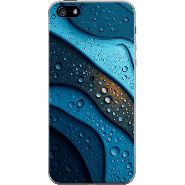 Kompatibelt Mobildeksel til Apple iPhone 5 Blå abstrakte bølger med glitrende vanndråper i moderne grafisk design blå